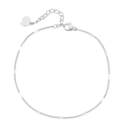 Fußkettchen | Hey Happiness Abgeflachte Fußkette im Panzerkette-Design in Silberfarbe Silver
