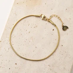 Fußkettchen | Hey Happiness Abgerundete Fußkette im Schlangenkette-Design in Gold