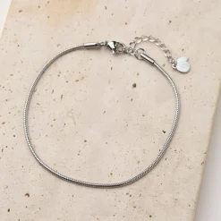 Fußkettchen | Hey Happiness Abgerundete Fußkette im Schlangenkette-Design in Silber Silver