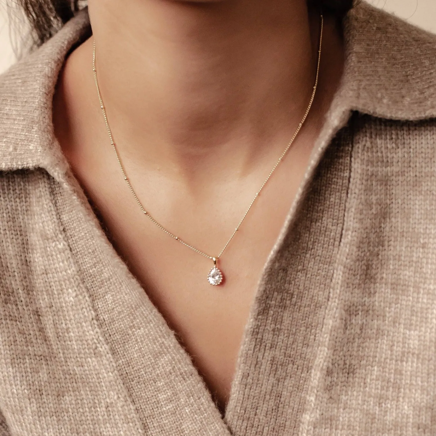 Filigrane Ketten | Hey Happiness April Diamant Geburtsstein Halskette Sterlingsilber