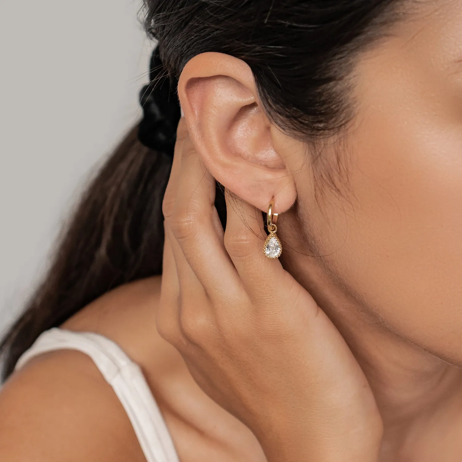 Creolen | Hey Happiness April Diamant Geburtsstein Creolen Sterlingsilber