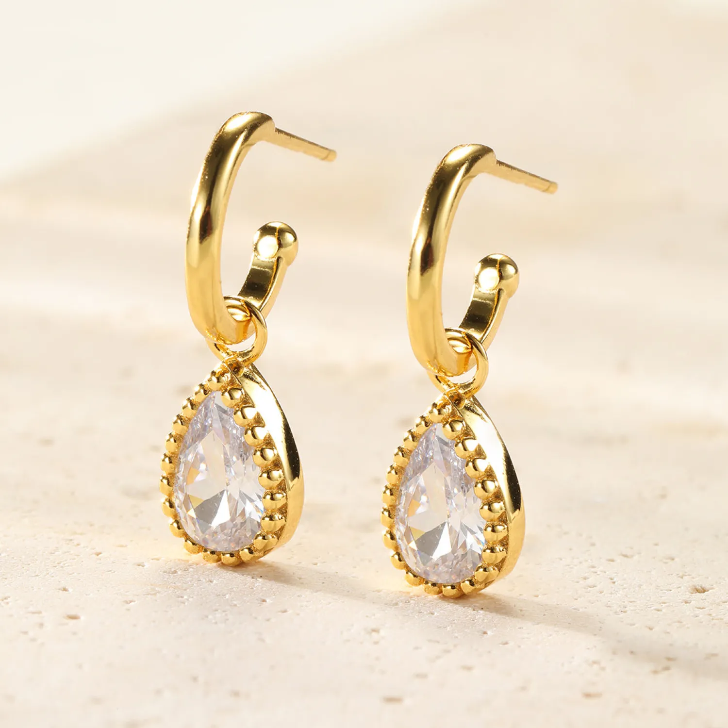 Creolen | Hey Happiness April Diamant Geburtsstein Creolen Sterlingsilber