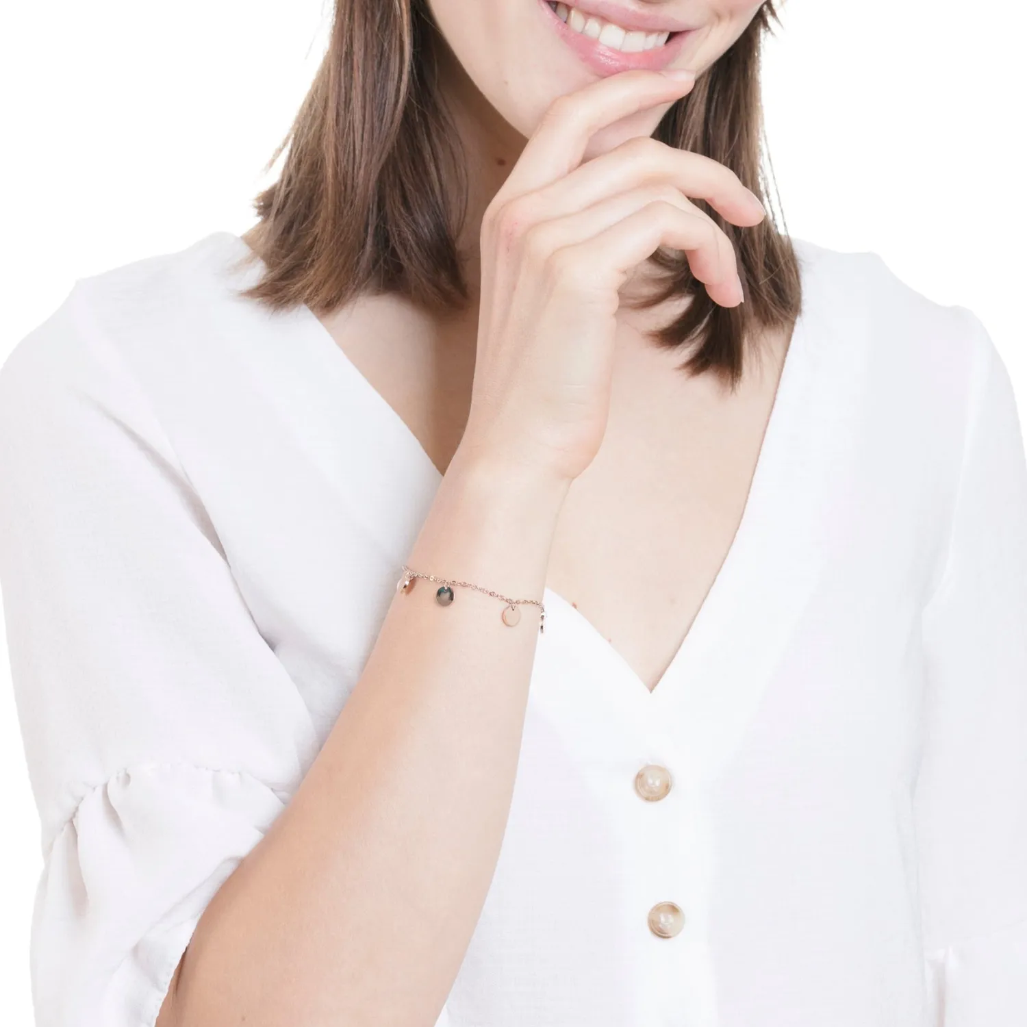Charm Armbänder | Hey Happiness Armband mit Mehreren Plättchen in Rosegold Rose Gold