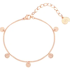 Charm Armbänder | Hey Happiness Armband Strukturierte Plättchen Anhänger in Rosegold Rose Gold
