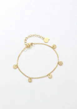 Charm Armbänder | Hey Happiness Armband Strukturierte Plättchen Anhänger in Gold