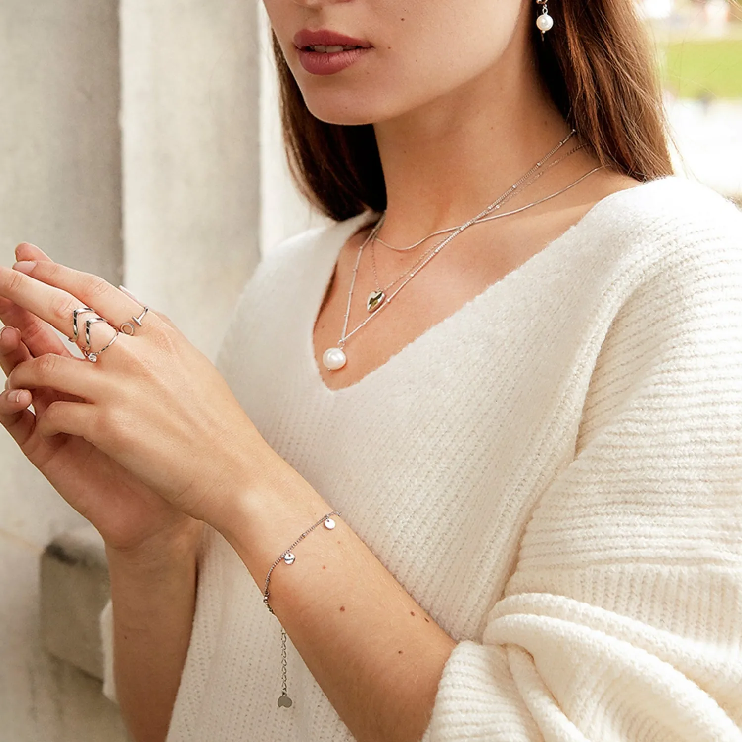 Charm Armbänder | Hey Happiness Armkette Kreis Silber Silver