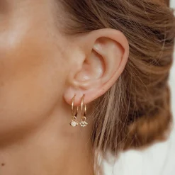 Creolen | Hey Happiness Augen und Lippen Charm Creolen aus Sterlingsilber in Gold