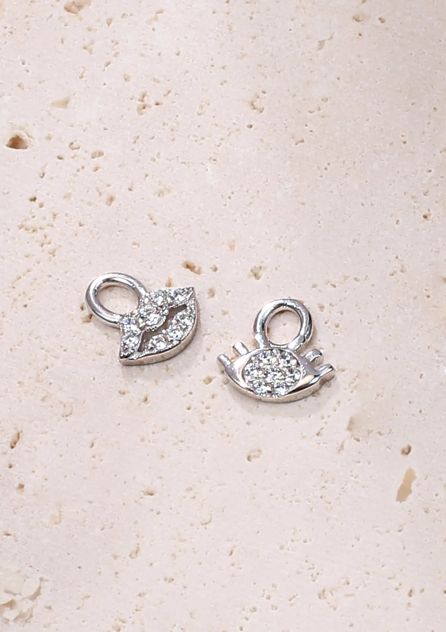 Creolen | Hey Happiness Augen und Lippen Charm Creolen aus Sterlingsilber Silver