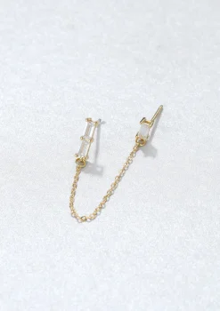 Ohrstecker | Hey Happiness Baguette Ear Cuff Vereter Sterlingsilber Gold