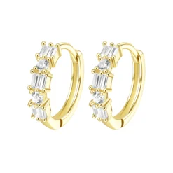 Huggie Ohrringe | Hey Happiness Baguette Huggie Ohrringe aus Veretem Sterlingsilber Gold