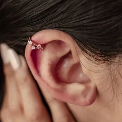 Ear Cuffs | Ohrstecker | Hey Happiness Band Ear Cuff Ohrring mit Zirkoniasteinen Sterlingsilber in Gold