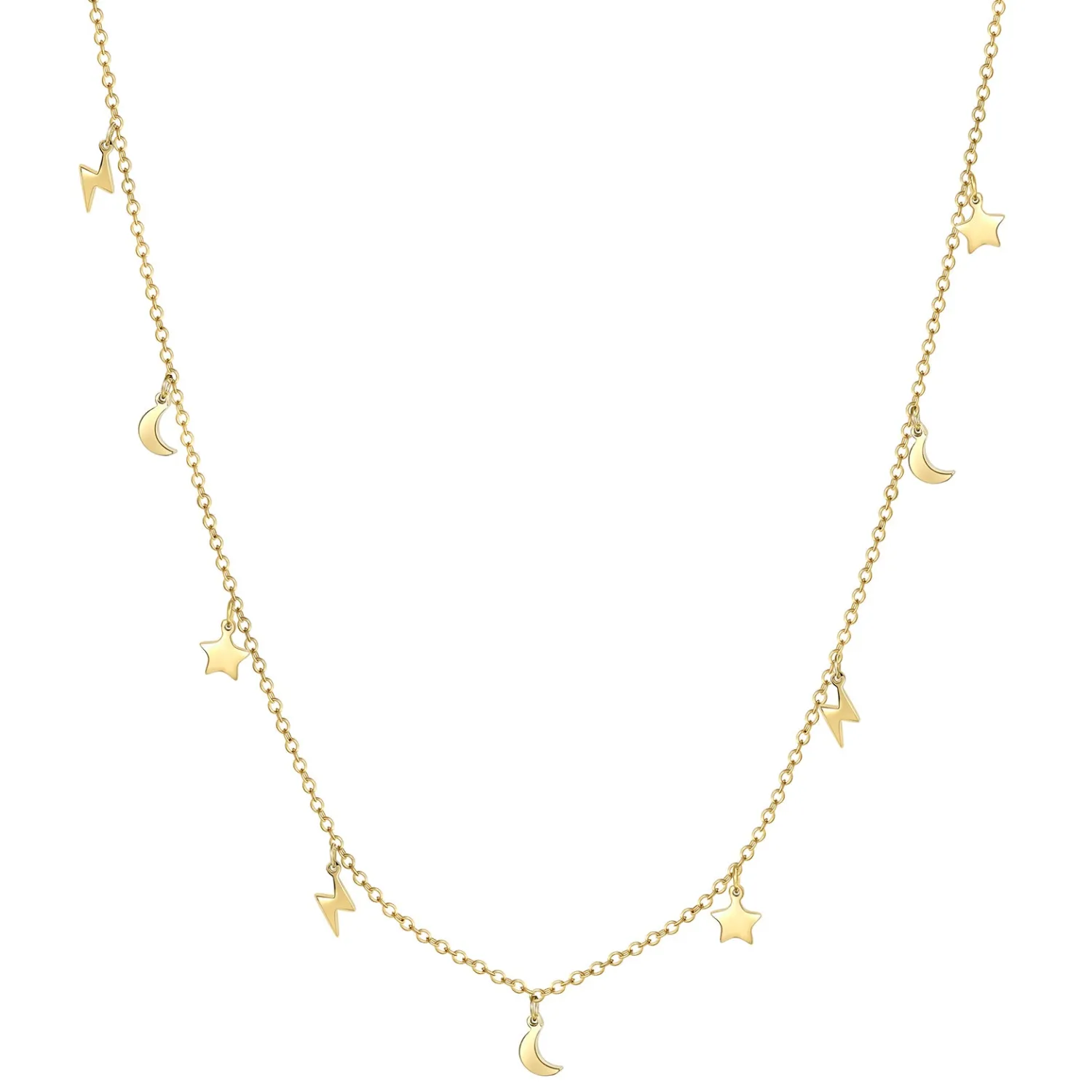 Filigrane Ketten | Hey Happiness Blitz Stern Mond Kette Gold
