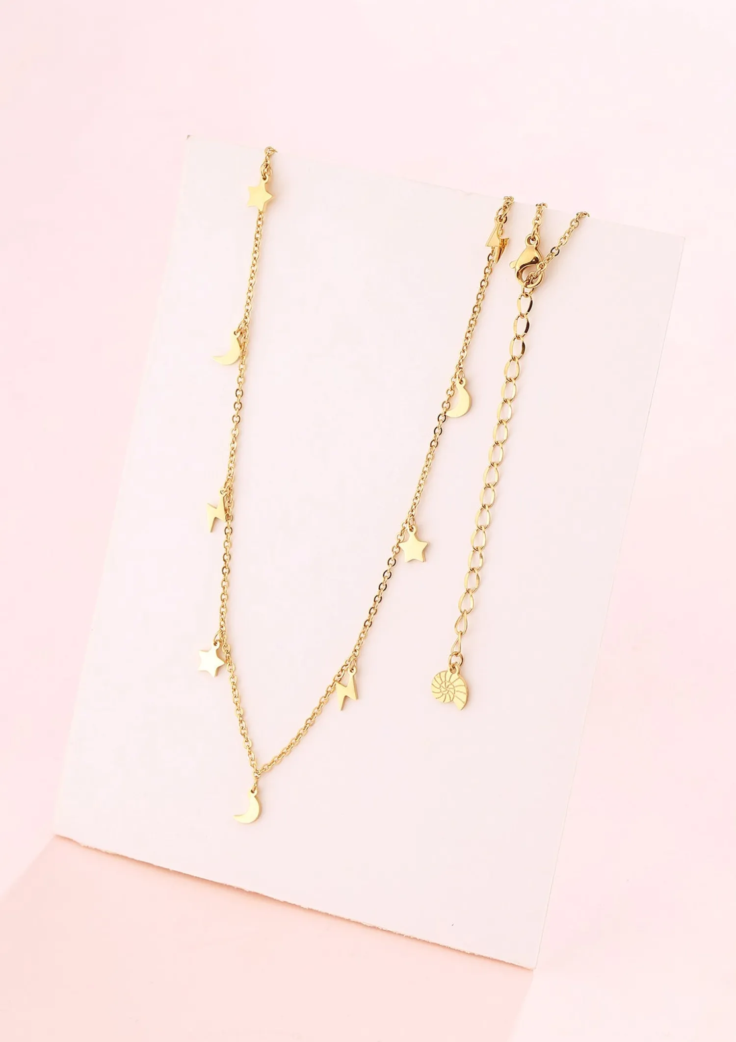Filigrane Ketten | Hey Happiness Blitz Stern Mond Kette Gold