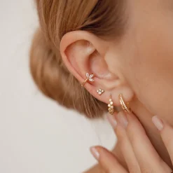 Ear Cuffs | Ohrstecker | Hey Happiness Blüte Ear Cuff Sterlingsilber in Gold