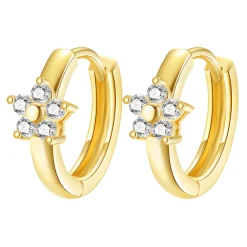 Huggie Ohrringe | Hey Happiness Blüte Huggie Creolen Ohrringe 14K Gold