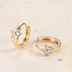 Huggie Ohrringe | Hey Happiness Blüte Huggie Creolen Ohrringe 14K Gold
