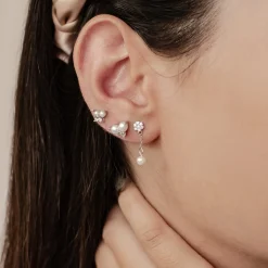 Earring Stack Sets | Ohrstecker | Hey Happiness Blume & Perle Ohrringe Set aus Sterlingsilber