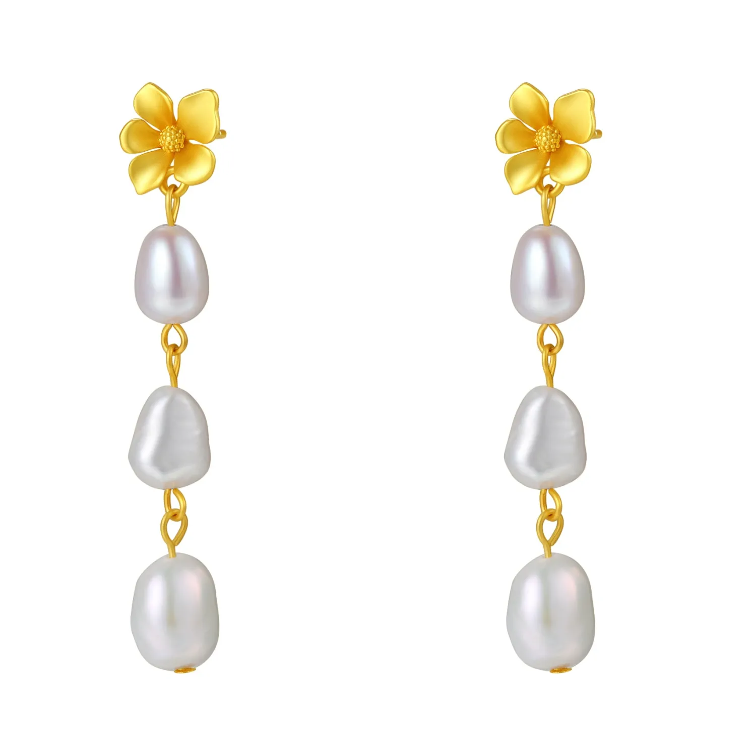 Perlenohrringe | Creolen | Hey Happiness Blume und Perle Tropfen Ohrringe aus Sterlingsilber