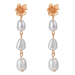 Perlenohrringe | Creolen | Hey Happiness Blume und Perle Tropfen Ohrringe aus Sterlingsilber