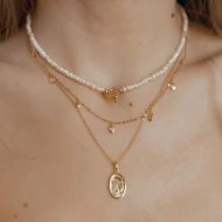 Filigrane Ketten | Choker Ketten | Hey Happiness Choker Perlenkette mit Herz Verschluss Veret Gold