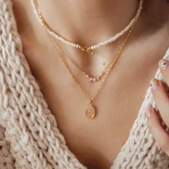 Filigrane Ketten | Choker Ketten | Hey Happiness Choker Perlenkette mit Herz Verschluss Veret Gold