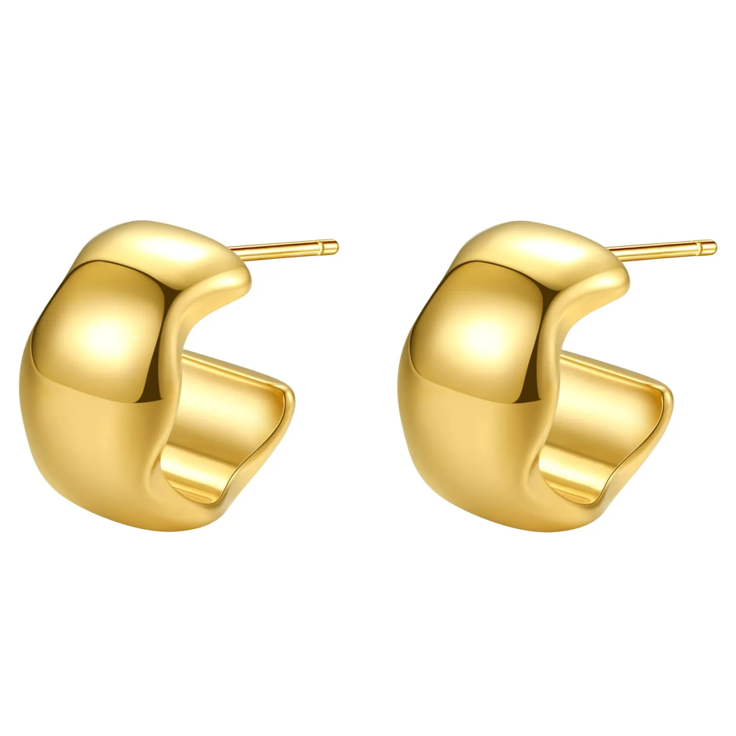 Creolen | Hey Happiness Chubby Wellen Creolen aus Edelstahl Gold