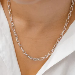 Statement Ketten | Hey Happiness Chunky Oval Figarokette in Silber Silver