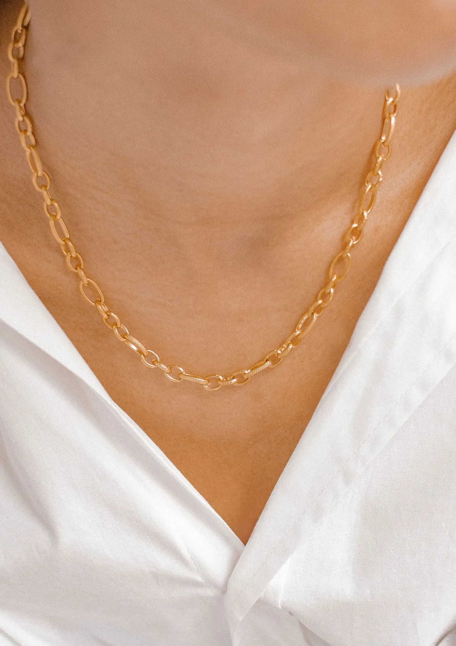 Statement Ketten | Hey Happiness Chunky Oval Figarokette in Gold