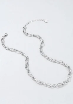 Statement Ketten | Hey Happiness Chunky Oval Figarokette in Silber Silver