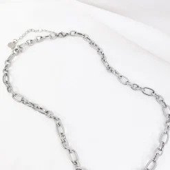 Statement Ketten | Hey Happiness Chunky Oval Figarokette in Silber Silver