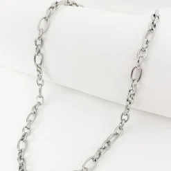 Statement Ketten | Hey Happiness Chunky Oval Figarokette in Silber Silver