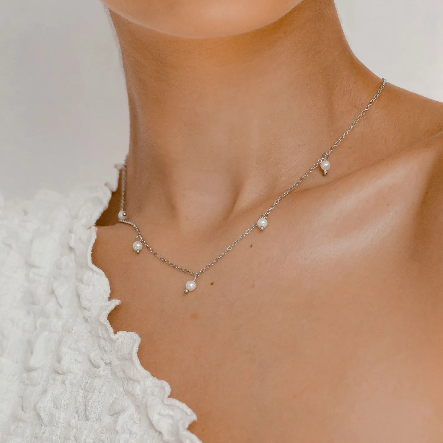 Perlenketten | Filigrane Ketten | Hey Happiness Cinque Kette mit Perlenanhänger Rosegold Silver