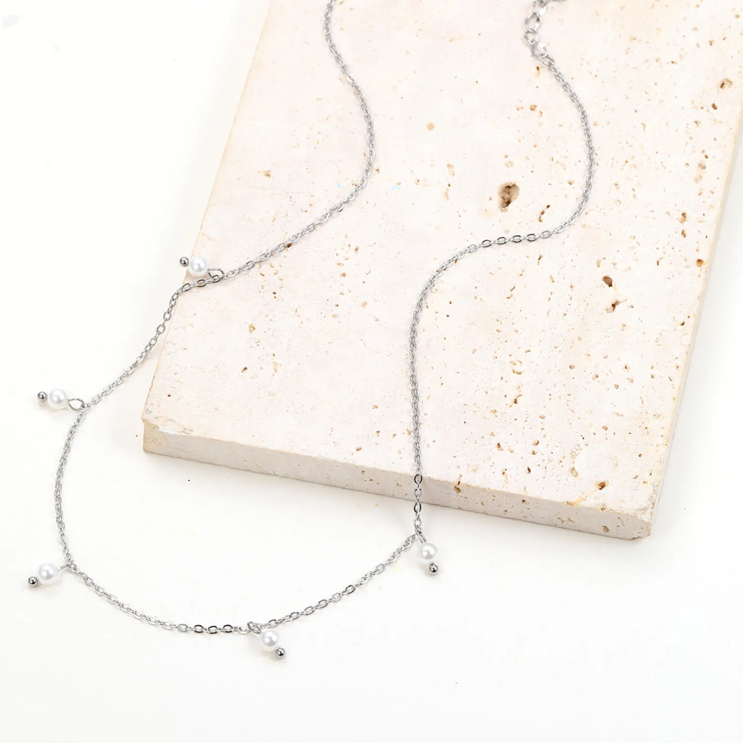 Perlenketten | Filigrane Ketten | Hey Happiness Cinque Kette mit Perlenanhänger Rosegold Silver
