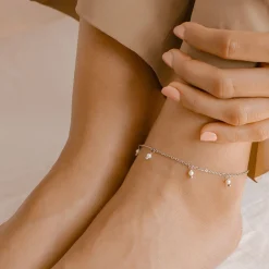 Fußkettchen | Hey Happiness Cinque Perlen Fußkette Silber Silver