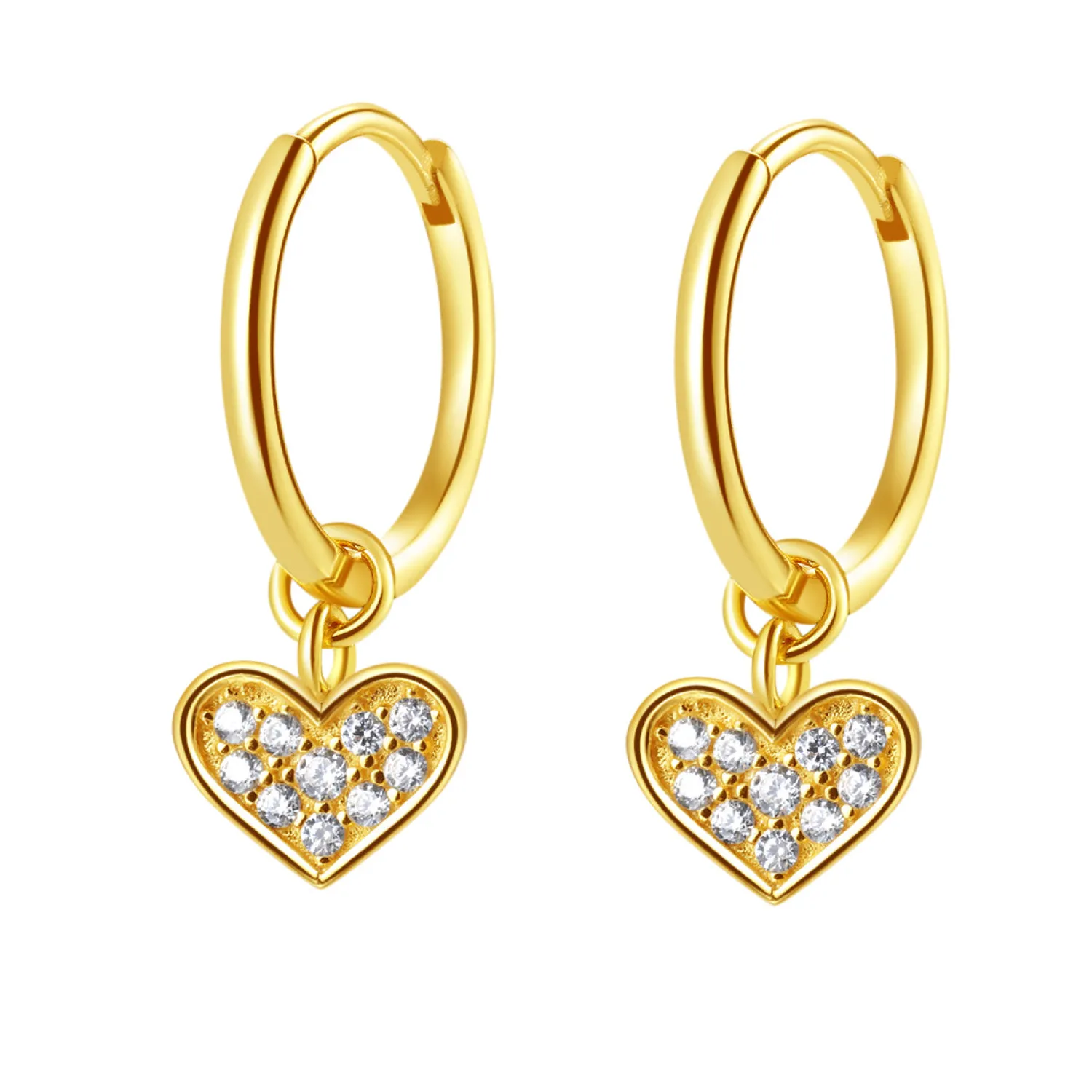 Creolen | Hey Happiness Creolen Herz Anhänger Sterlingsilber in Gold