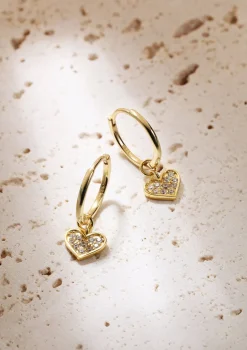Creolen | Hey Happiness Creolen Herz Anhänger Sterlingsilber in Gold