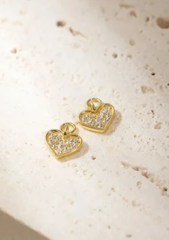 Creolen | Hey Happiness Creolen Herz Anhänger Sterlingsilber in Gold