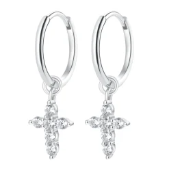 Creolen | Hey Happiness Creolen Kreuz Anhänger Sterlingsilber Silver