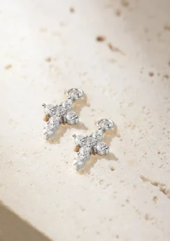 Creolen | Hey Happiness Creolen Kreuz Anhänger Sterlingsilber Silver
