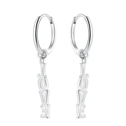 Creolen | Hey Happiness Creolen LOVE Anhänger Sterlingsilber Silver