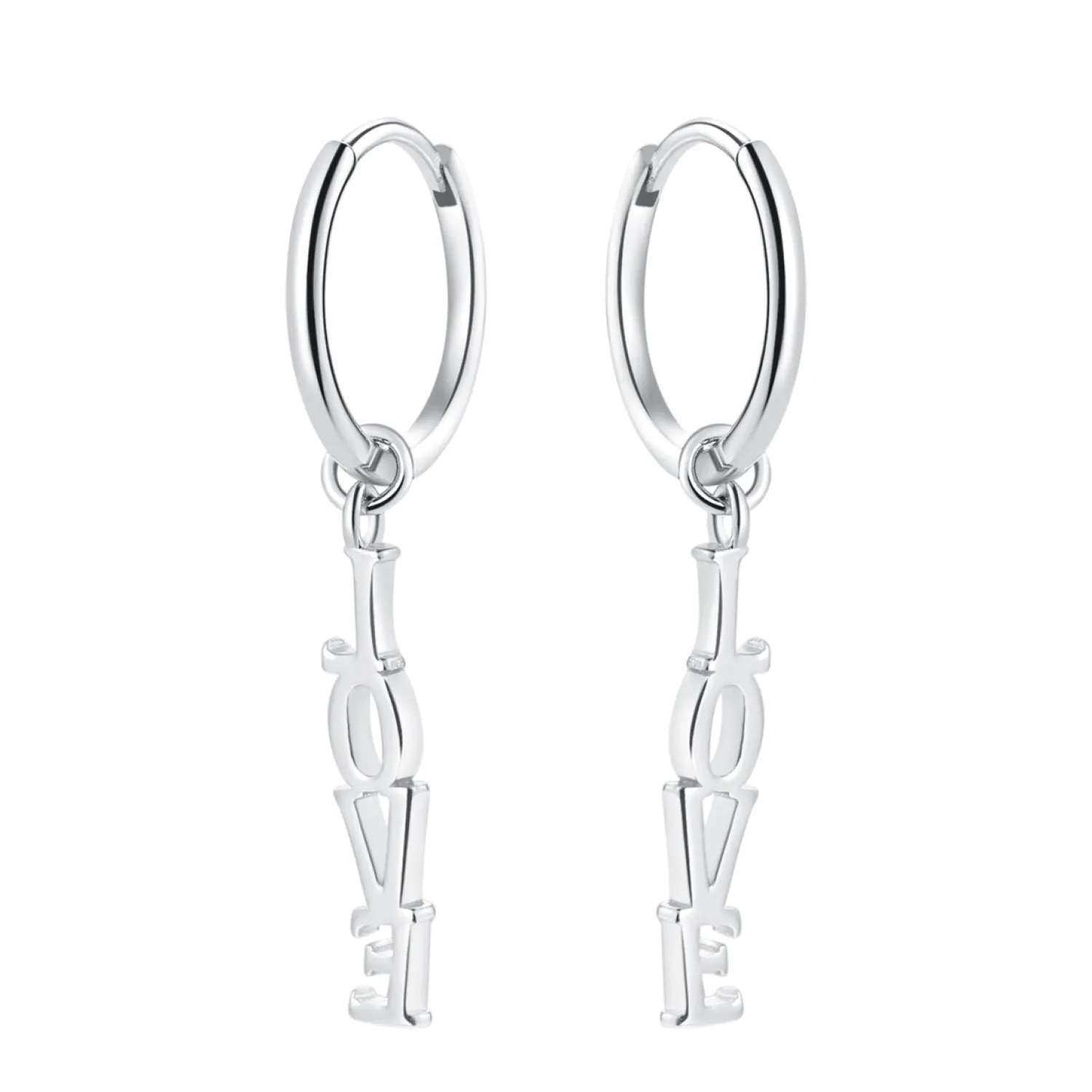 Creolen | Hey Happiness Creolen LOVE Anhänger Sterlingsilber Silver
