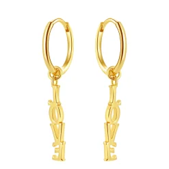 Creolen | Hey Happiness Creolen LOVE Anhänger Sterlingsilber in Gold