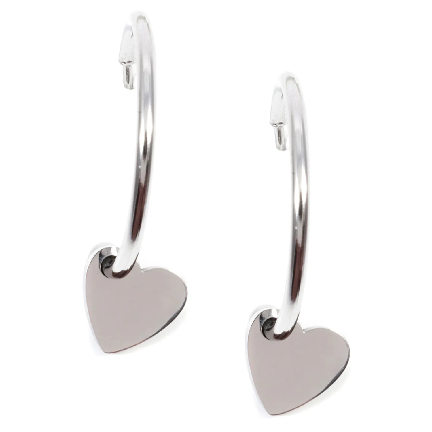 Creolen | Hey Happiness Creolen mit Herzanhänger in Silber Silver