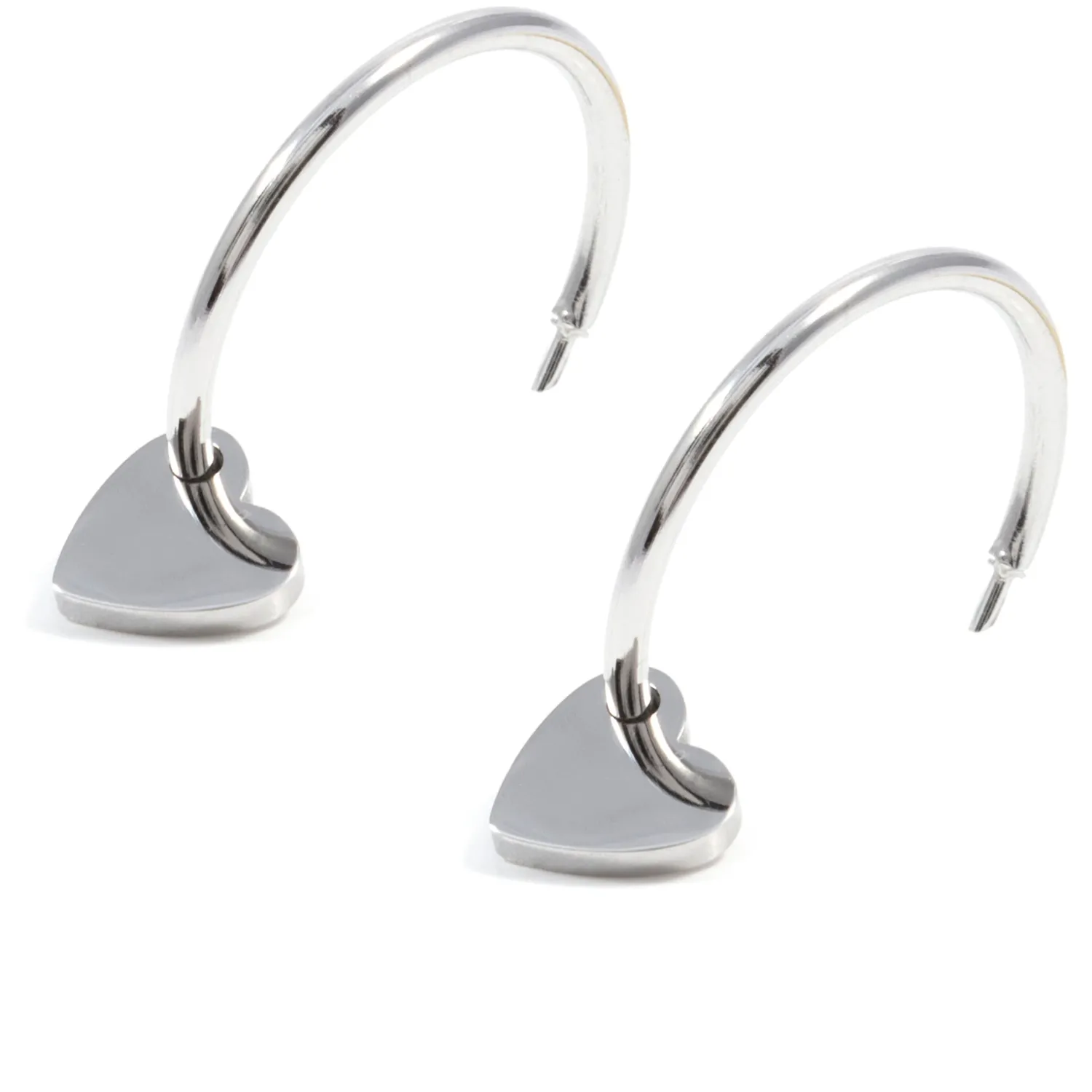 Creolen | Hey Happiness Creolen mit Herzanhänger in Silber Silver