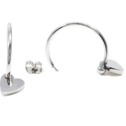 Creolen | Hey Happiness Creolen mit Herzanhänger in Silber Silver
