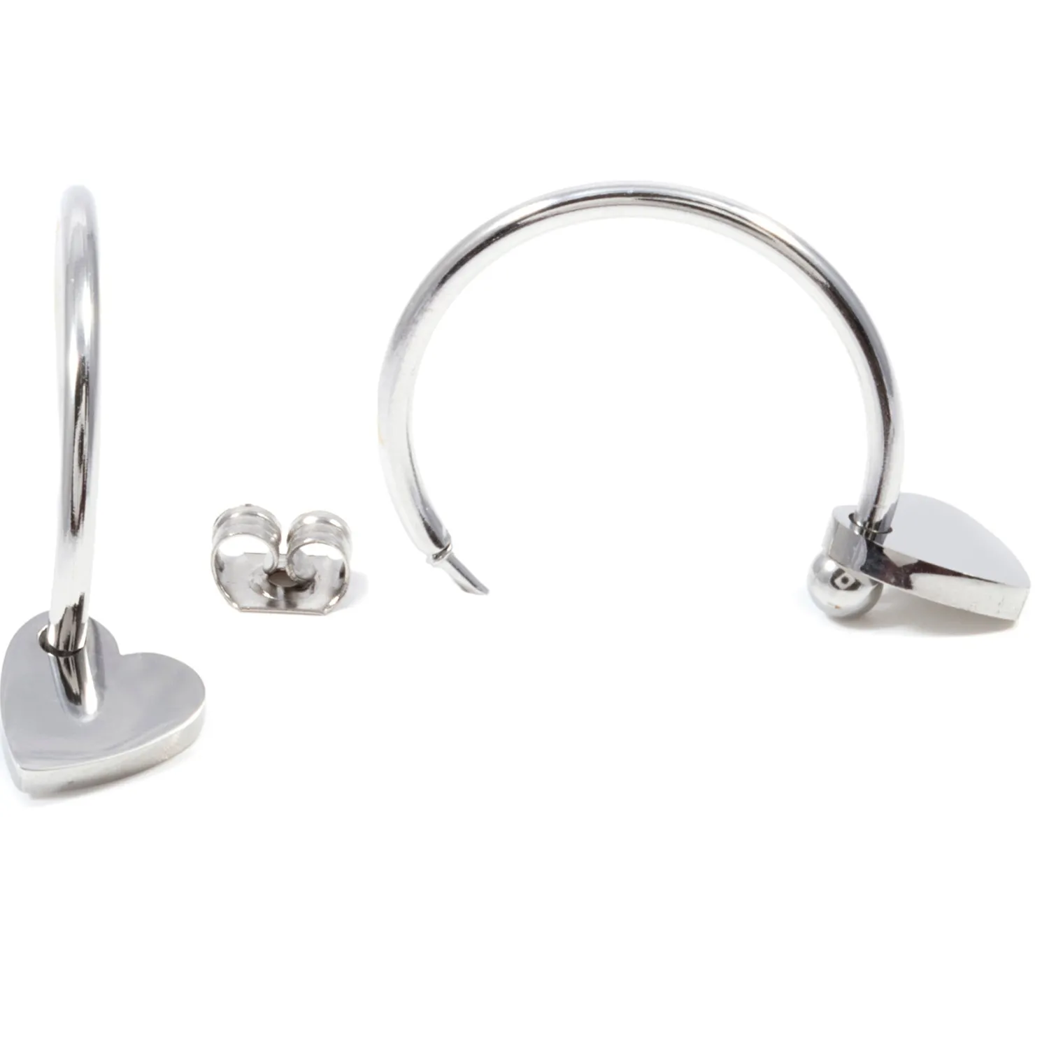 Creolen | Hey Happiness Creolen mit Herzanhänger in Silber Silver