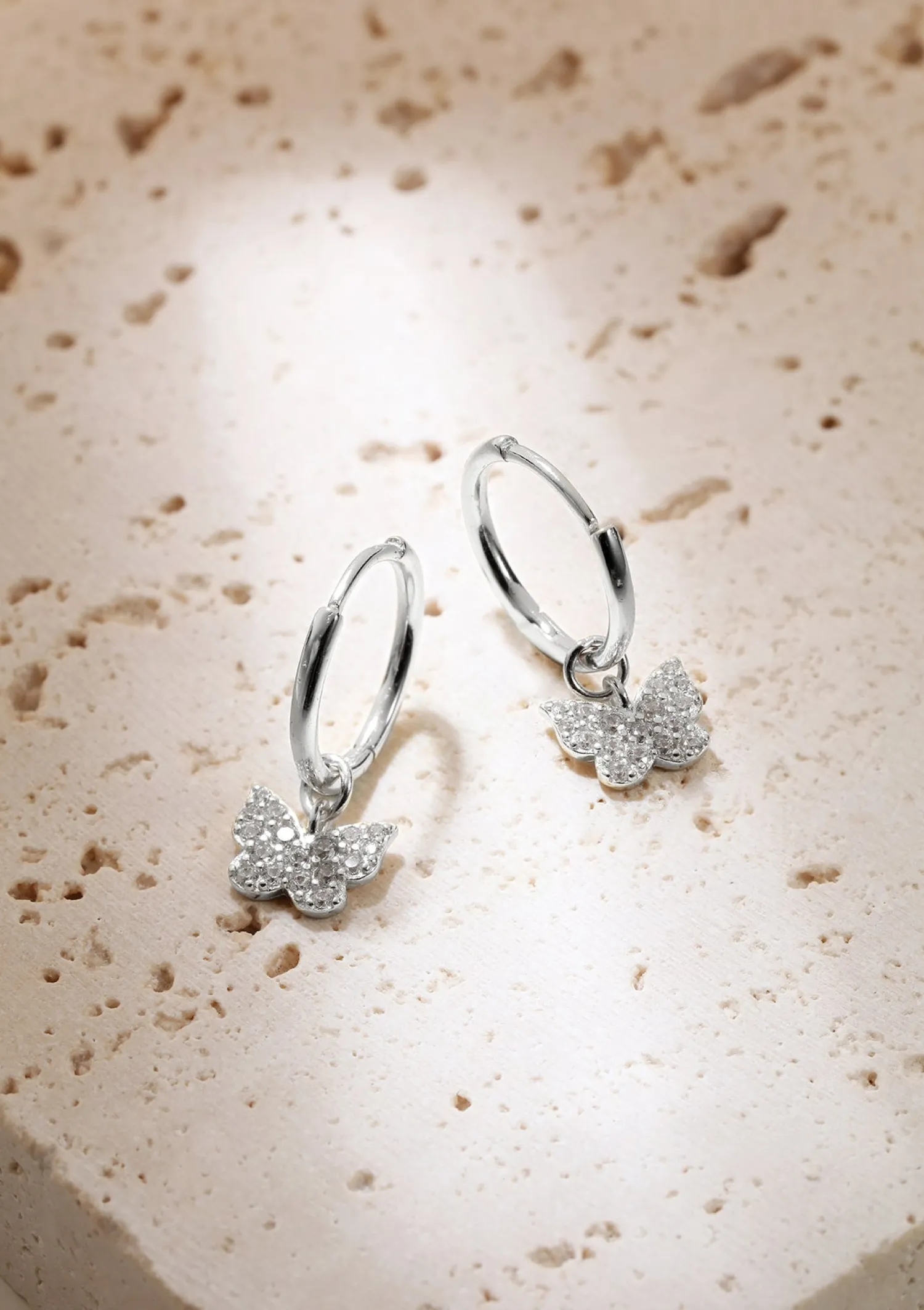Creolen | Hey Happiness Creolen Schmetterling Anhänger Sterlingsilber Silver