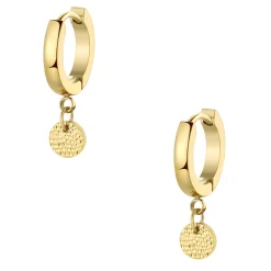 Creolen | Hey Happiness Creolen Strukturierter Kreis Anhänger in Gold