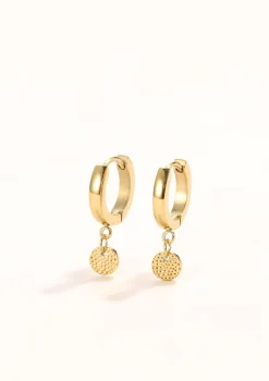 Creolen | Hey Happiness Creolen Strukturierter Kreis Anhänger in Gold