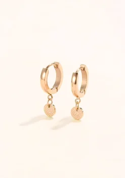 Creolen | Hey Happiness Creolen Strukturierter Kreis Anhänger in Rosegold Rose Gold